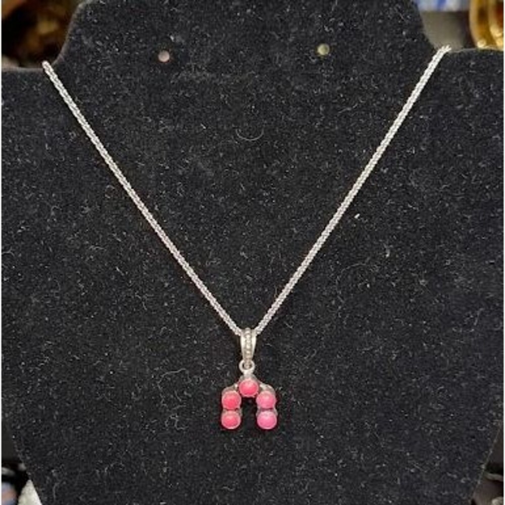 Pink Turquoise Horseshoe Sterling Overlay Necklace